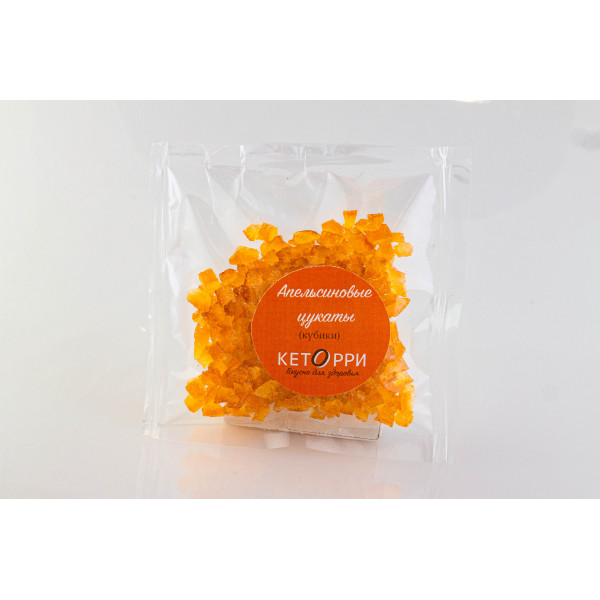 Апельсиновые цукаты без сахара в кубиках 5х5 мм 40г